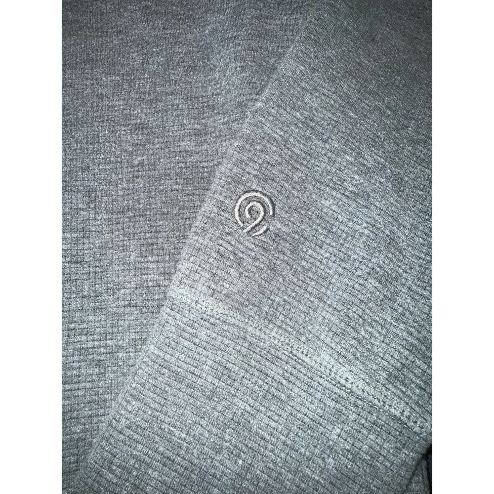 Champion Mens Size L Gray Waffle Knit Pullover Crew Sweater Warm‎ Thermal